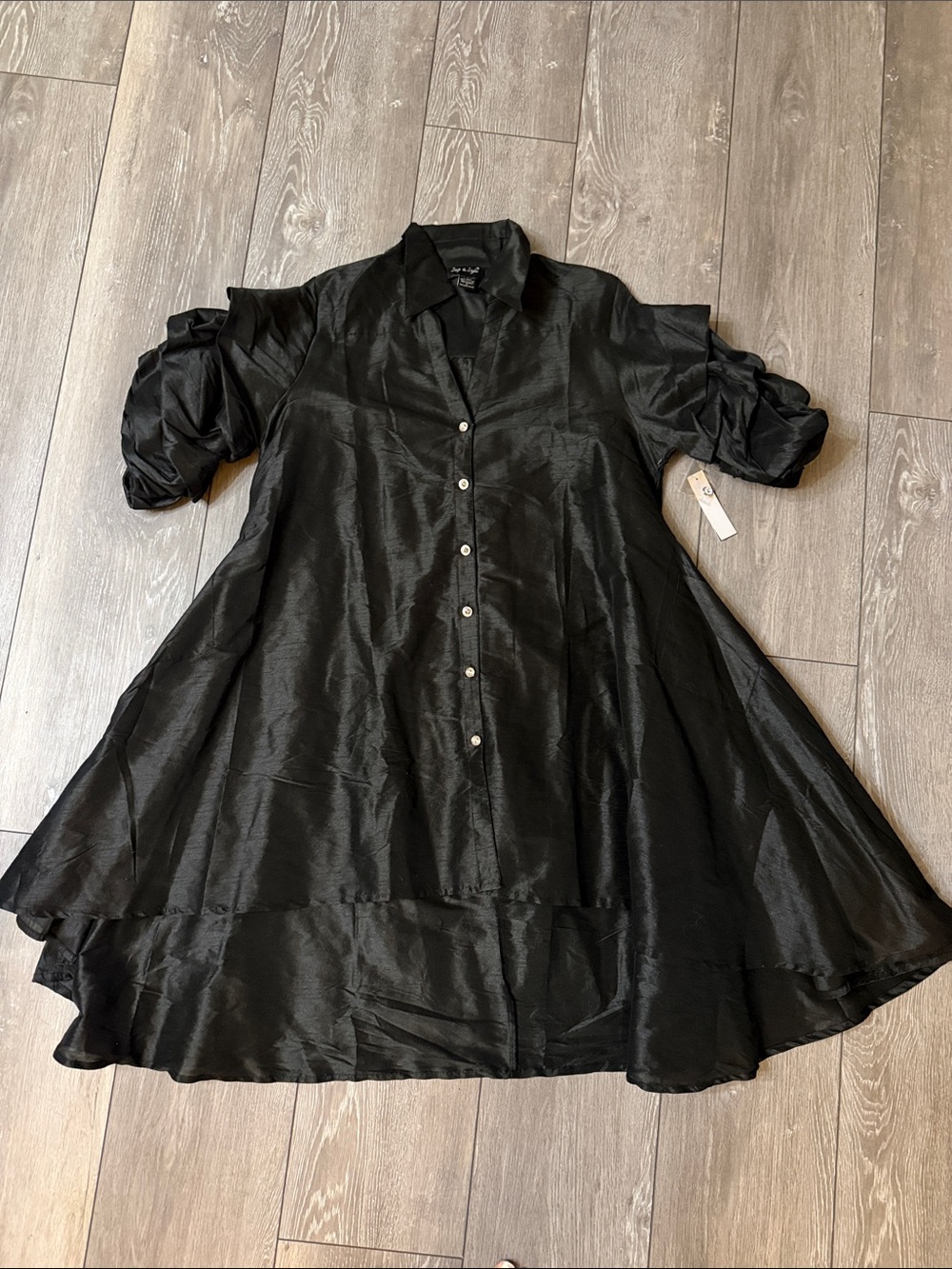 Women's Black High-Low Button-Front Dress